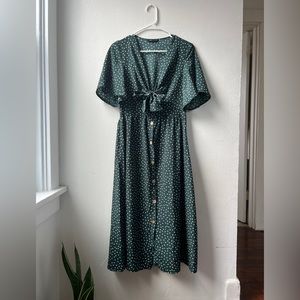 Shein Green Tie Front Maxi Dress